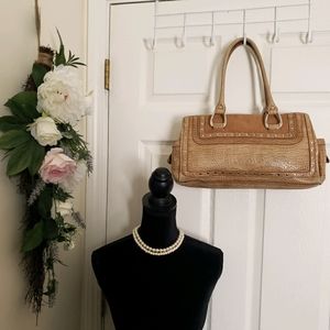 Nine West Faux Leather Croc Print Large Baggett